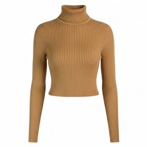 LOVE TREE NWT Ryan Ribbed Knit Turtleneck Sweater Camel Long Sleeves Soft Size L